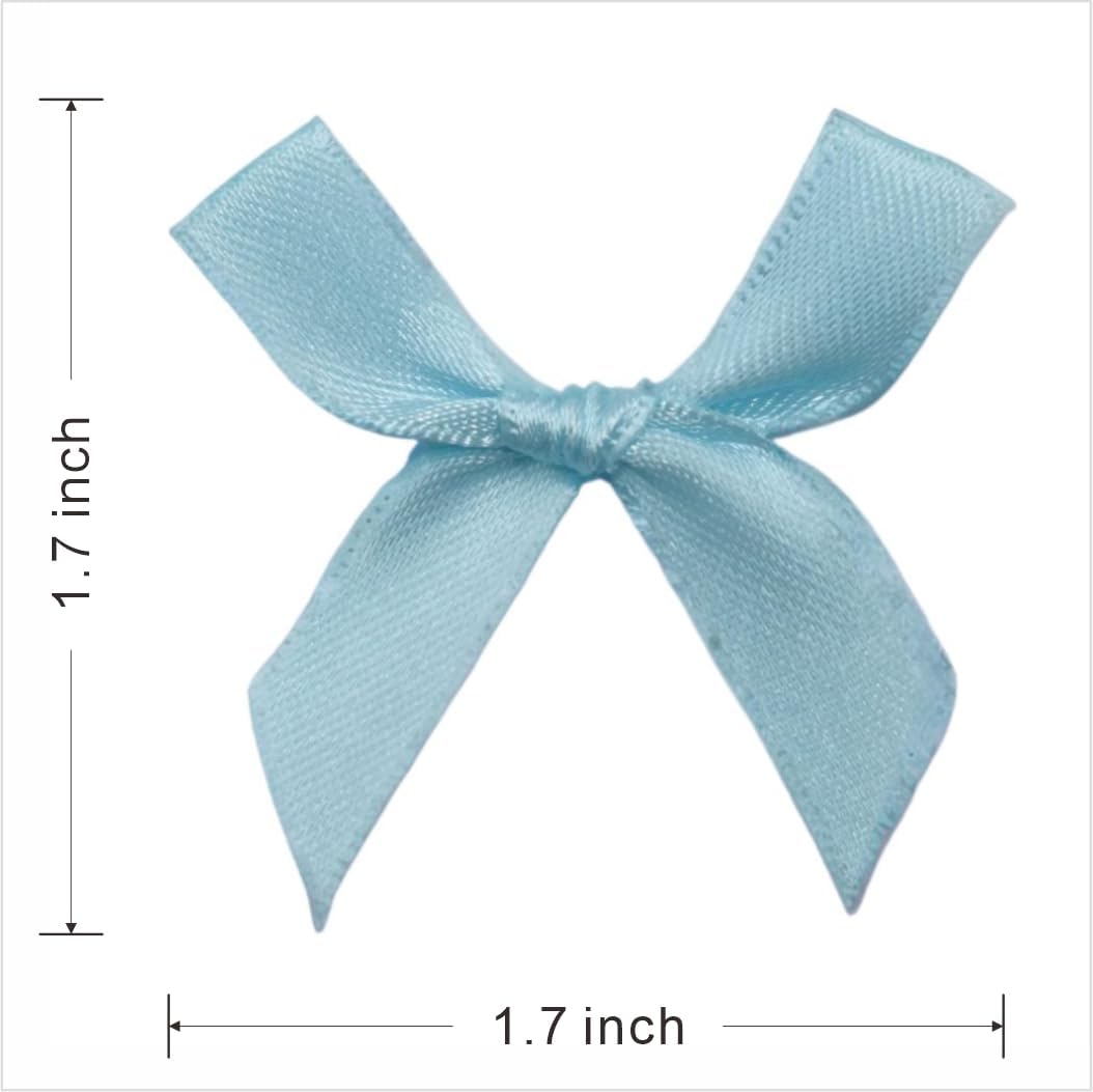 60pcs 1.7" Mini Light Blue Ribbon Bows Decor – Small DIY Satin Bows for Crafts, Little Sky Blue