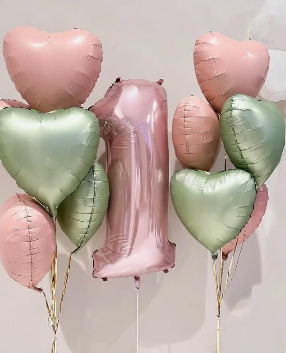 Sage Green Heart Balloon, 10PCS Green Foil Heart Balloons, 18inch Olive Green Heart Shape Balloons