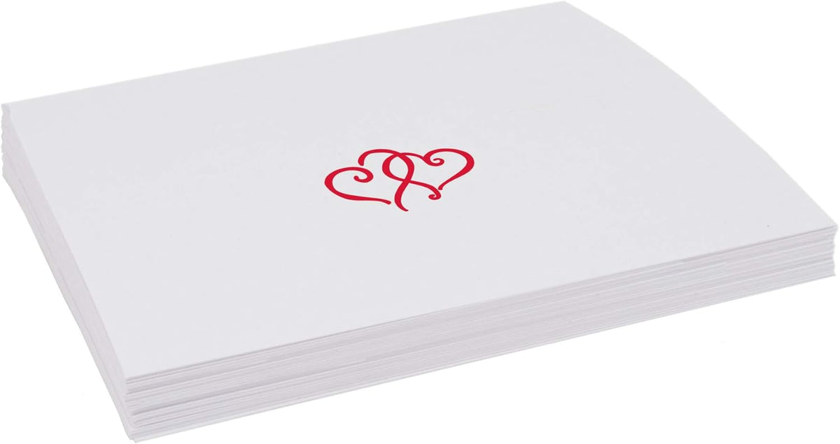 Linked Hearts Place Cards, Ruby Red (Choose Color), Set of 25, Pre-cut and Scored - Wedding, Party