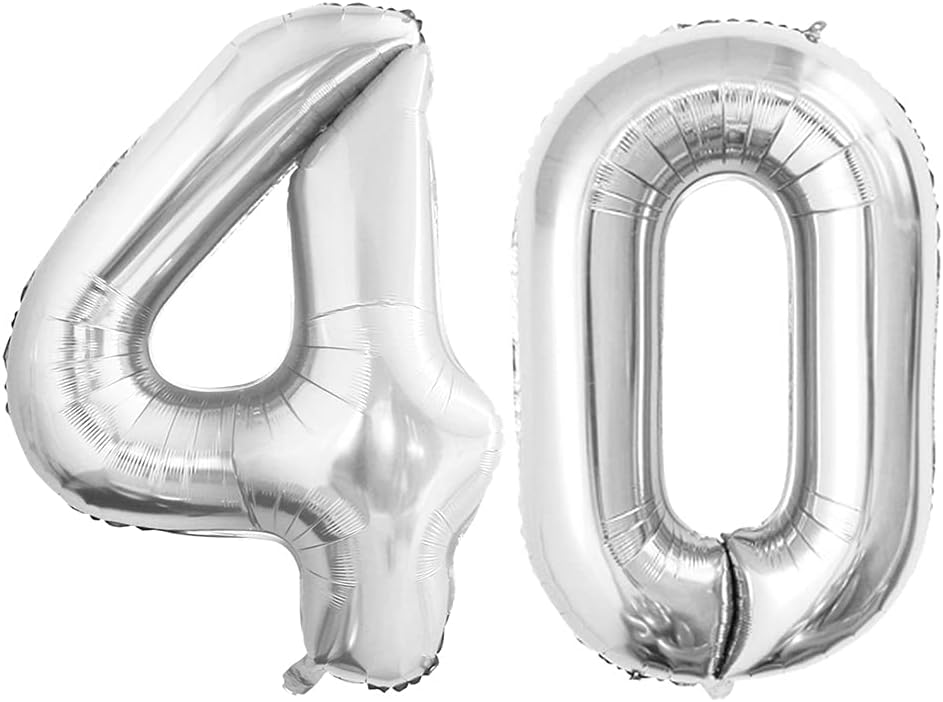 GOER Number 40 Balloons for 40th Birthday Party Decorations,42 Inch Jumbo Foil Helium Balloons for