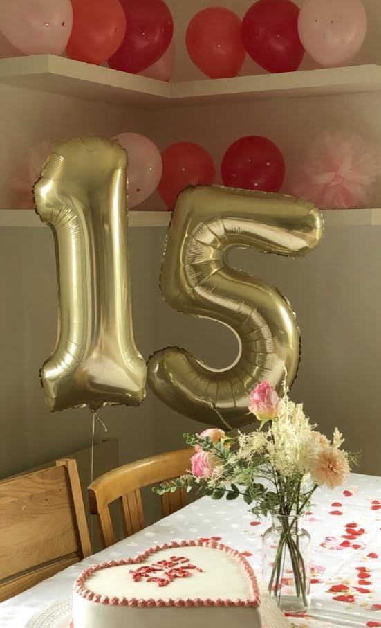 Light Gold 40 Inch Large Number 5 Birthday Balloon, Five 5th 15 25 35 50 55 Birthday Celebration