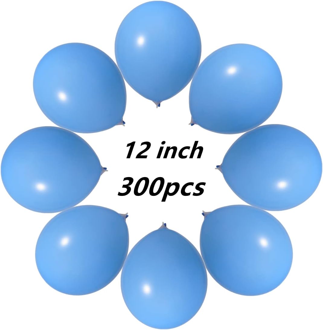 300 Pack Light Blue Balloons 12 inch Blue Latex Party Balloon Bulk for Various Party Events