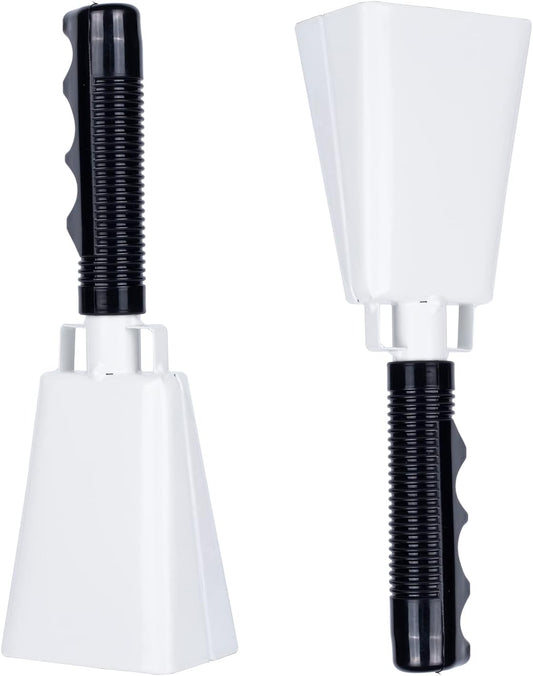 Steel Cowbell with Handle 8 Inch Cow Bells Noise Makers, 2 Pack Large Cowbells for Sporting Events