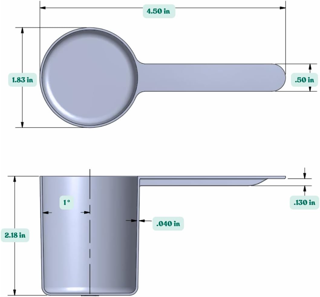 1/3 Cup (80 mL | 2.7 Oz.) Long Handle Scoop for Measuring Coffee, Pet Food, Grains, Protein, Spices