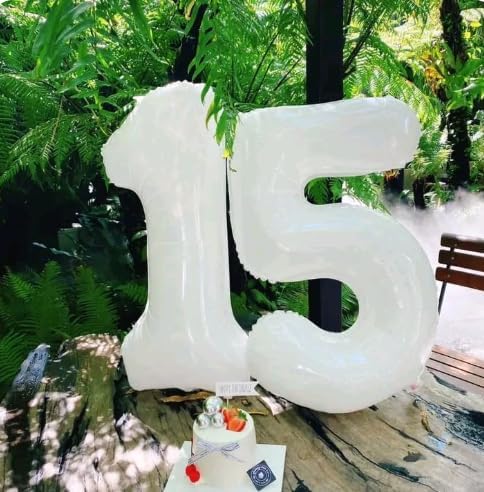 Large White 40 Inch Birthday Number 5 Balloon, White Five 5th 15 25 35 50 55 Birthday Anniversary