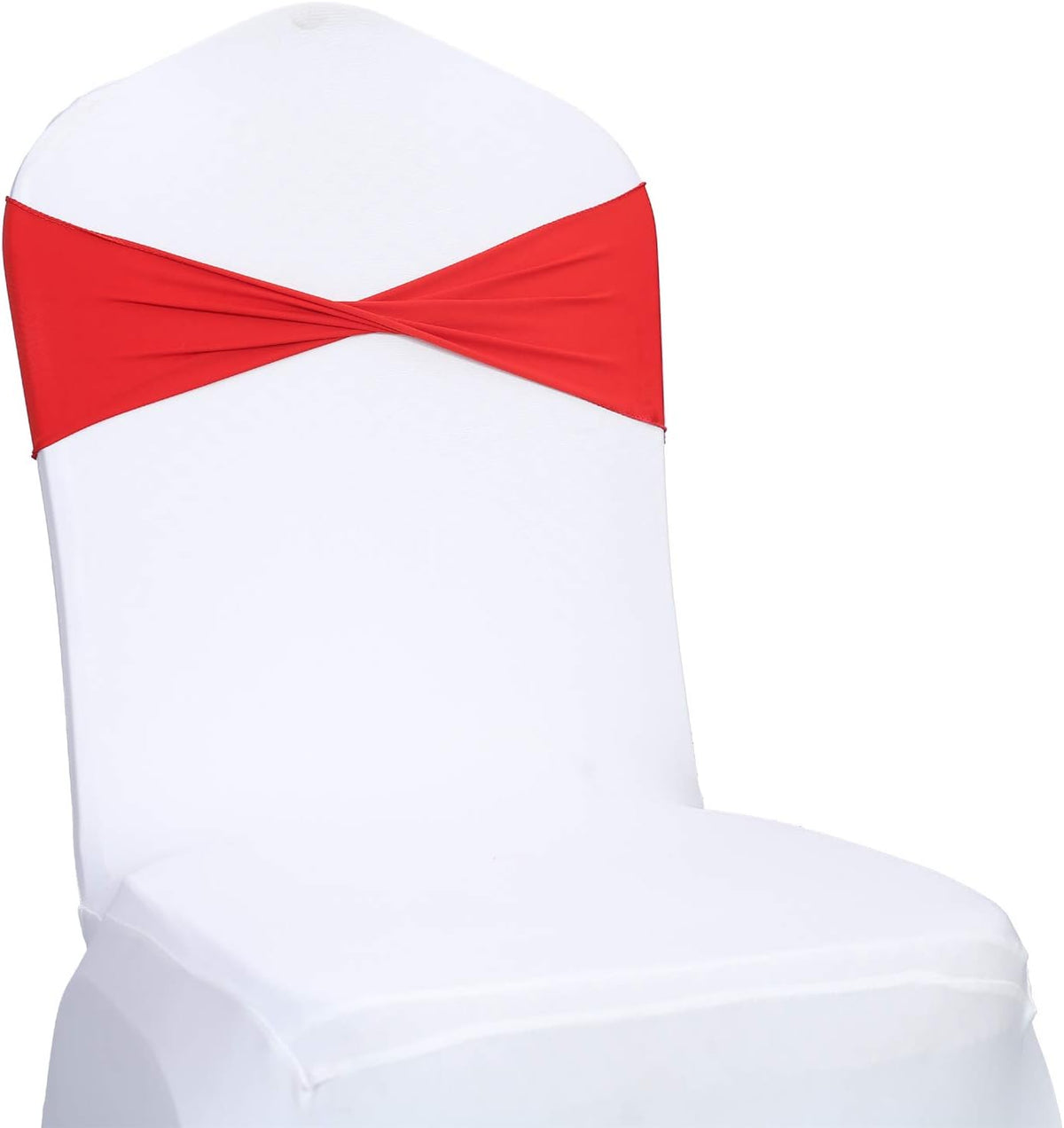 VDS Pack of 75 PCS | Red | Spandex Chair Sashes Bows Without Buckle | Stretch Elastic Banquet