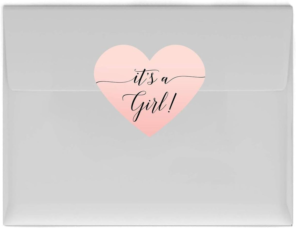 Andaz Press Blush Pink Rose Elegant Party Baby Shower Collection, Heart Label Stickers, It's a