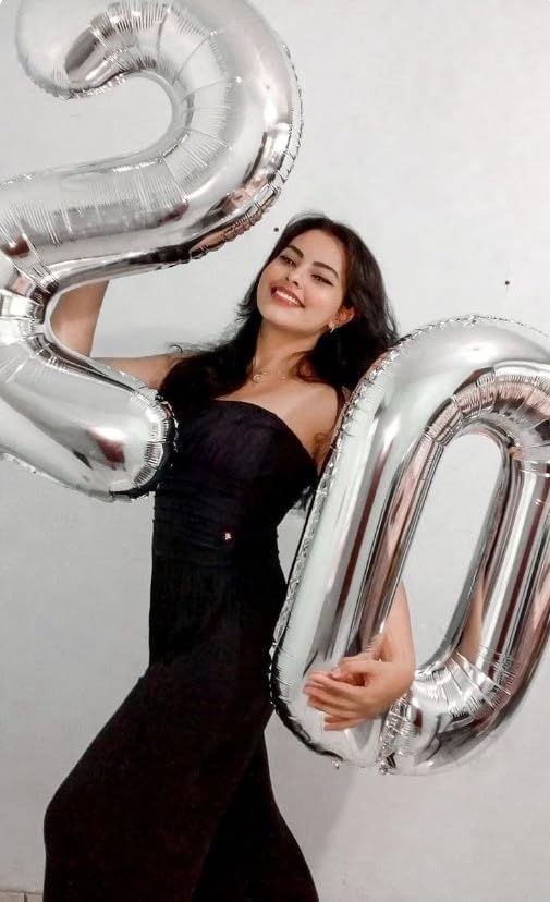 Silver 40 Inch 0 Number Balloons, 0 Decorations for 10 20 30 40 50 60 70 80 90 100Birthday, Foil
