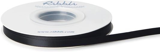 Ribbli Double Faced Black Satin Ribbon,1/4” x Continuous 25 Yards,Use for Bows Bouquet,Gift