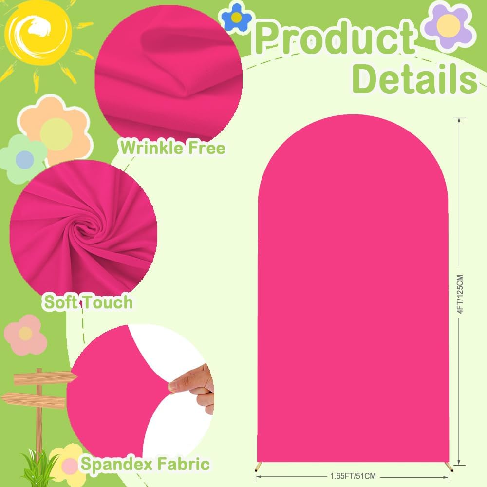 Hot Pink Arch Backdrop Wedding Arch Cover Double Sided Spandex Cover Decorations for Baby Shower