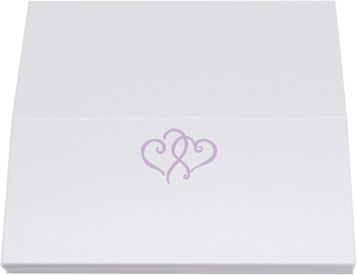 Linked Hearts Place Cards, Lavender (Choose Color), Set of 150, Pre-cut and Scored - Wedding