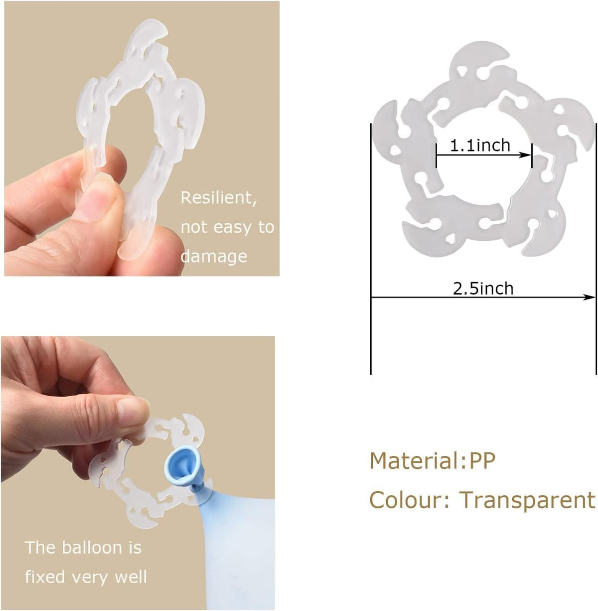 200PCS Balloon Arch Clips, Reusable Balloon Clips for Balloon Arch, Plastic Balloon Supplies for