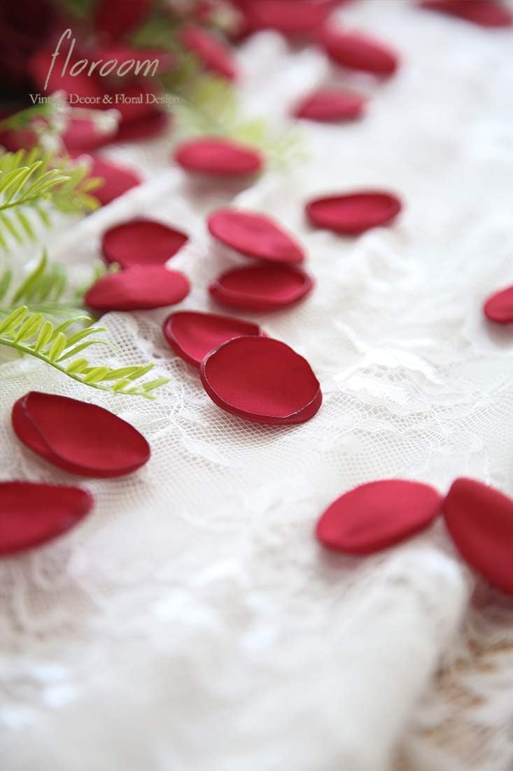 Floroom 500pcs Rose Petals Dark Red Faux Silk Flower Petals for Wedding Flower Girl Basket Aisle