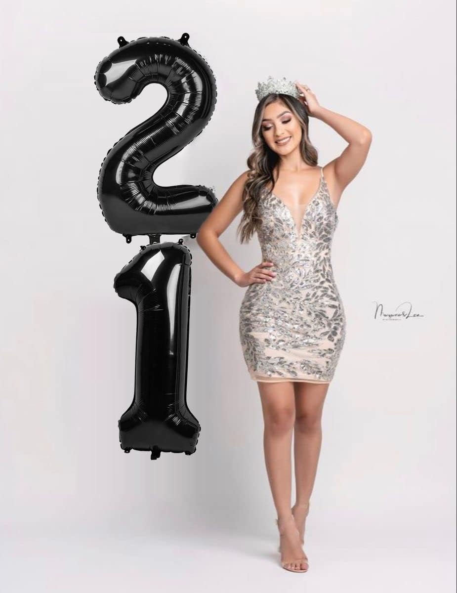 40 Inch Black Number Balloon 0-9(Zero-Nine), Big Size Happy Birthday Balloon, Foil Helium Big