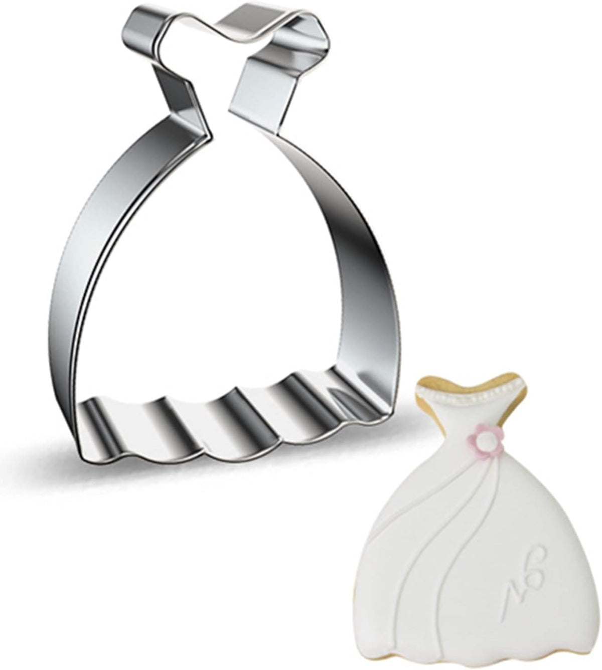 Large Size Dress Shaped Cookie Cutter, Stainless Steel Off-the-shoulder Wedding Princess Dress