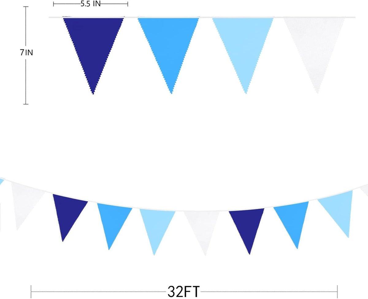 10M/32Ft Royal Blue Party Decorations Triangle Flag Pennant Bunting Fabric Garland for Wedding
