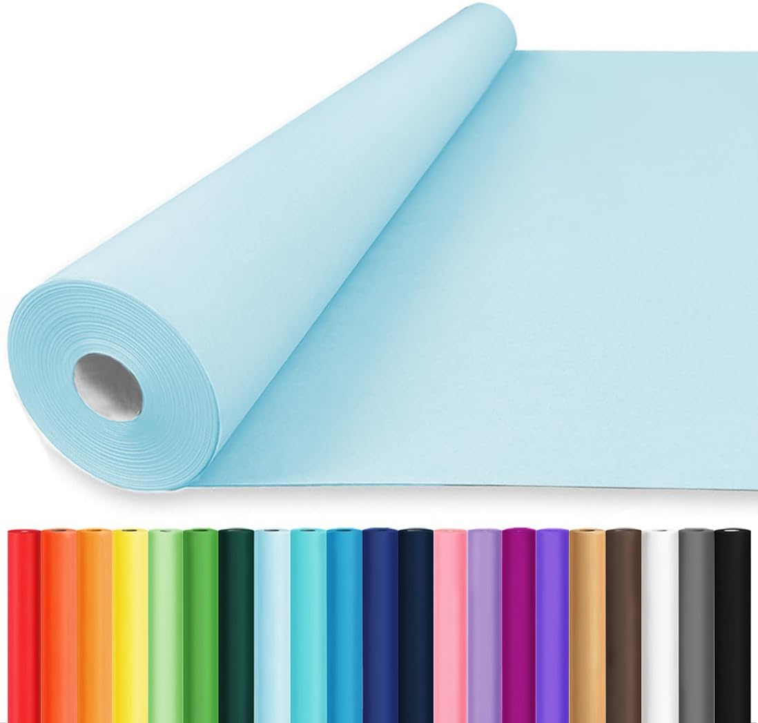 Vanhench 36" x 2400" (200') Sky Blue Wrapping Paper, Solid Color Art Kraft Craft Paper for Birthday