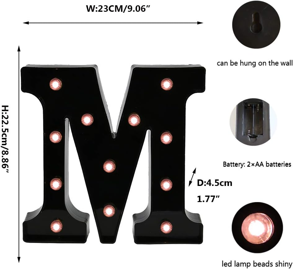 OYCBUZO Light Up Black Alphabet Marquee Letters Sign LED Marquee Number Lights Sign for Night Light