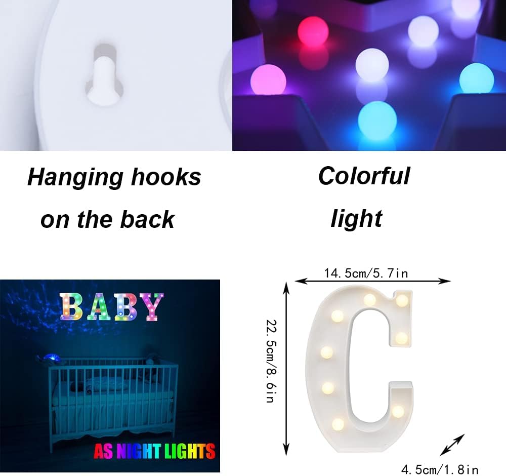 Light Up Colorful LED Marquee Letter lights, 18 Colors Changing Alphabet Letters Sign with Remote