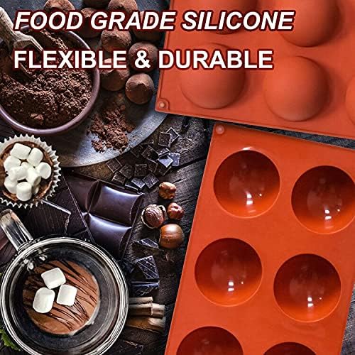 3 Pack Large 6-Cavity Semi Sphere Silicone Molds, Non-Stick Baking Mold for Making Standard Size