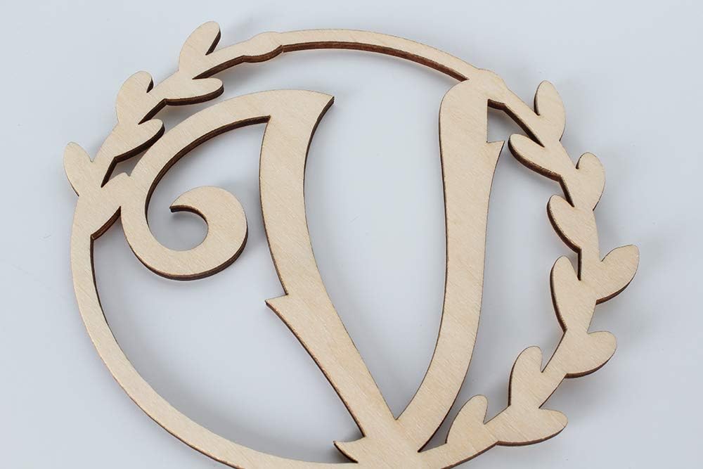 LINGTEER Personalized Inital Letter V Wooden Cake Topper Perfect for Birthday Rustic Wedding