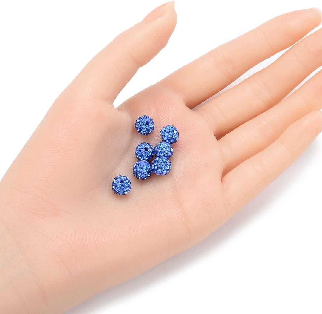 50pcs Adabele Grade A Suncatcher Crystal Rhinestone Pave Loose Beads 8mm Light Sapphire Blue
