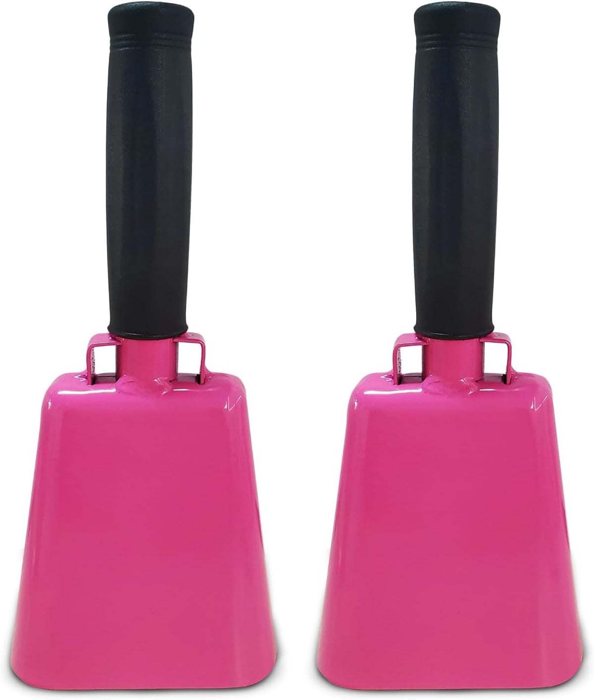 Deke Home - 2 Pack 7 Inch Steel Cowbells with Handle, Loud Noise Makers for Football, Sports