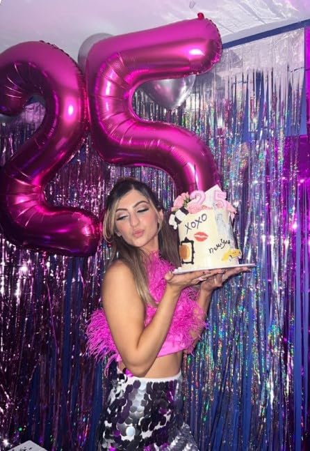 Hot Pink 40 Inch Large Number 25 Birthday Balloon, 25 25th Birthday Celebration Decorations, Foil