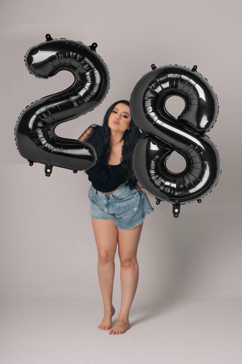 40 Inch Black Number Balloon 0-9(Zero-Nine), Big Size Happy Birthday Balloon, Foil Helium Big
