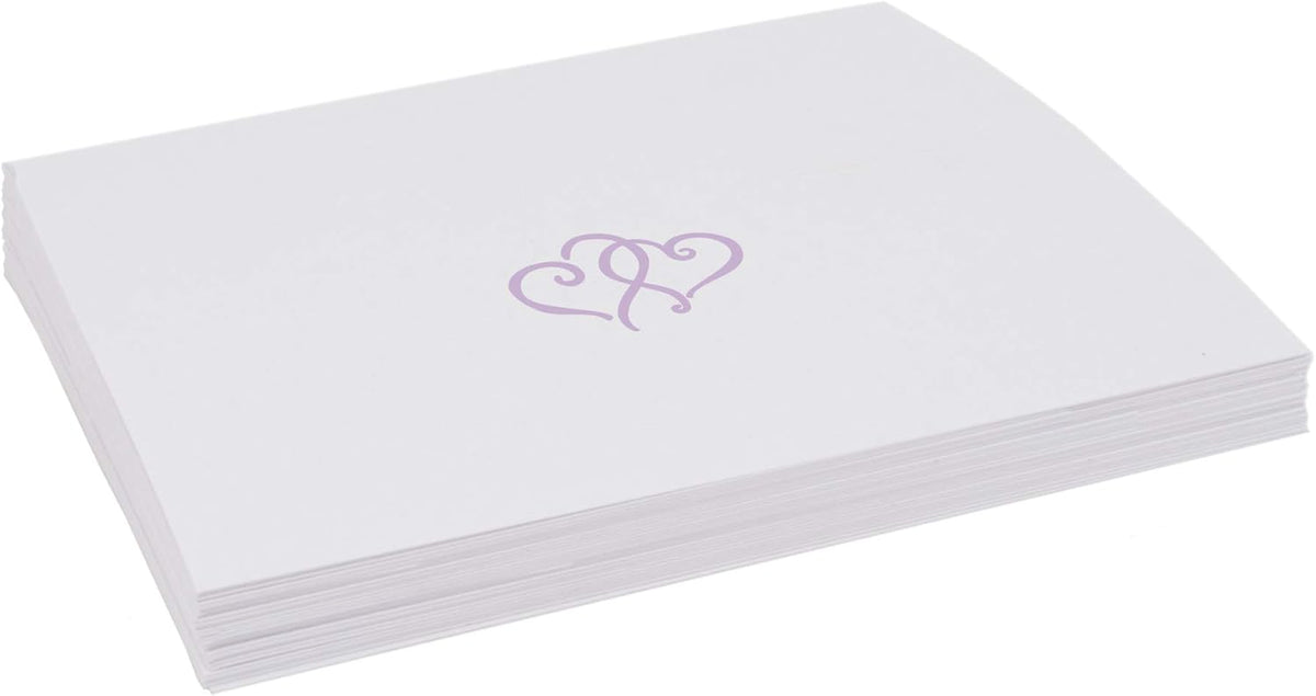 Linked Hearts Place Cards, Lavender (Choose Color), Set of 150, Pre-cut and Scored - Wedding