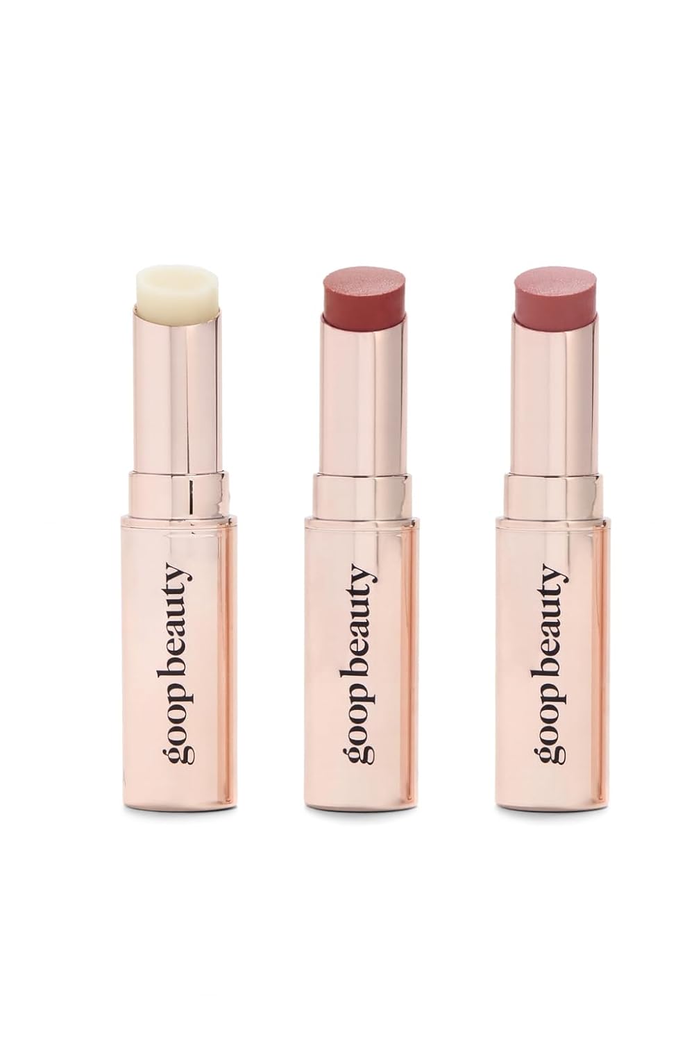goop Beauty Lip Balm Trio | Clean Moisturizer for Chapped, Cracked & Dry Lips | Clear, Garnet, &