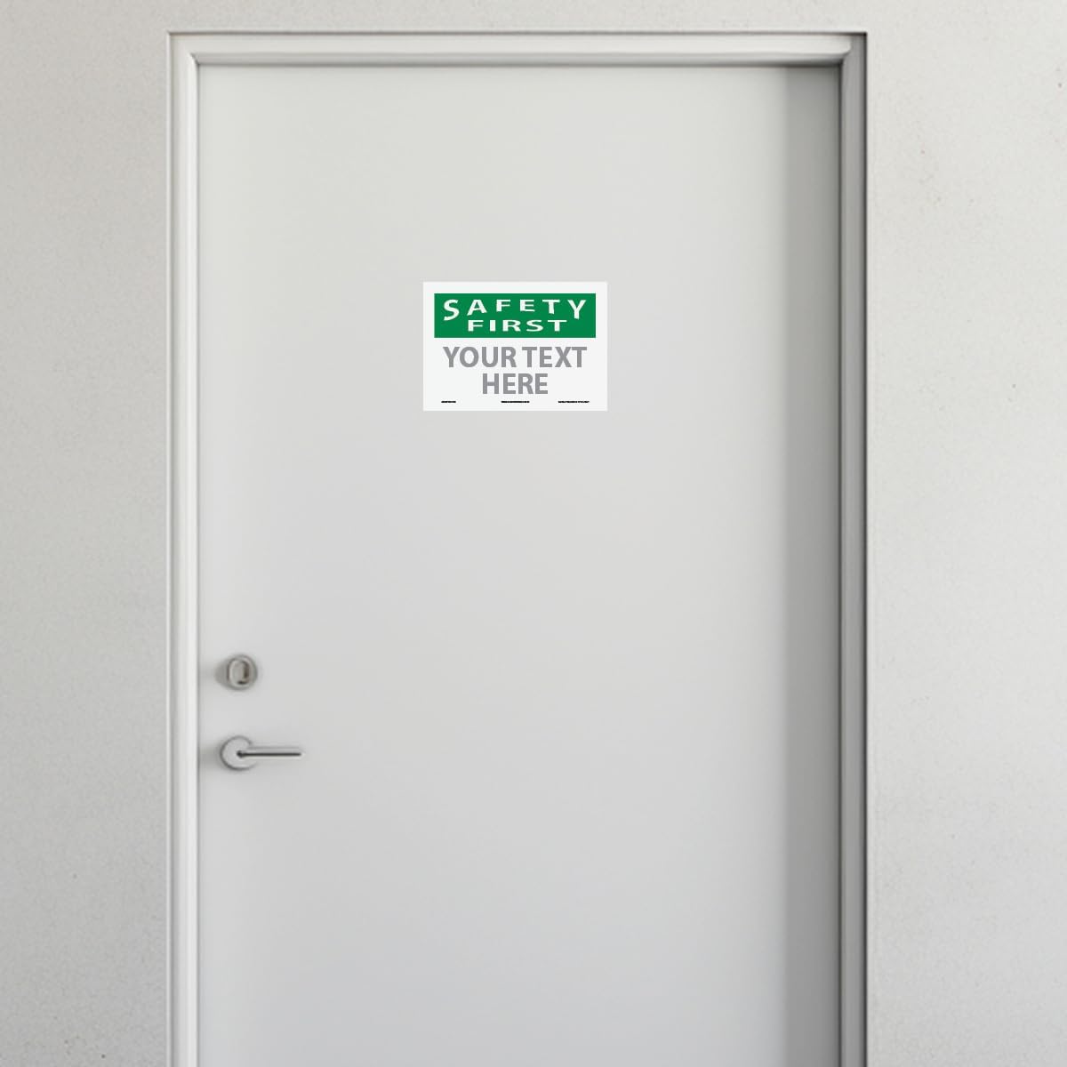 Custom OSHA Style Safety First Sign 7" x 10" Adhesive Vinyl Sign, Customizable "Your Text Here", by
