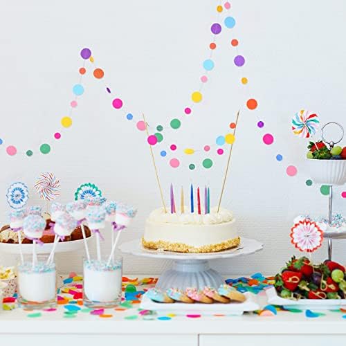 Outus 40 Pieces Colorful Dots Paper Garland Round Glitter Garland Hanging Confetti Streamers