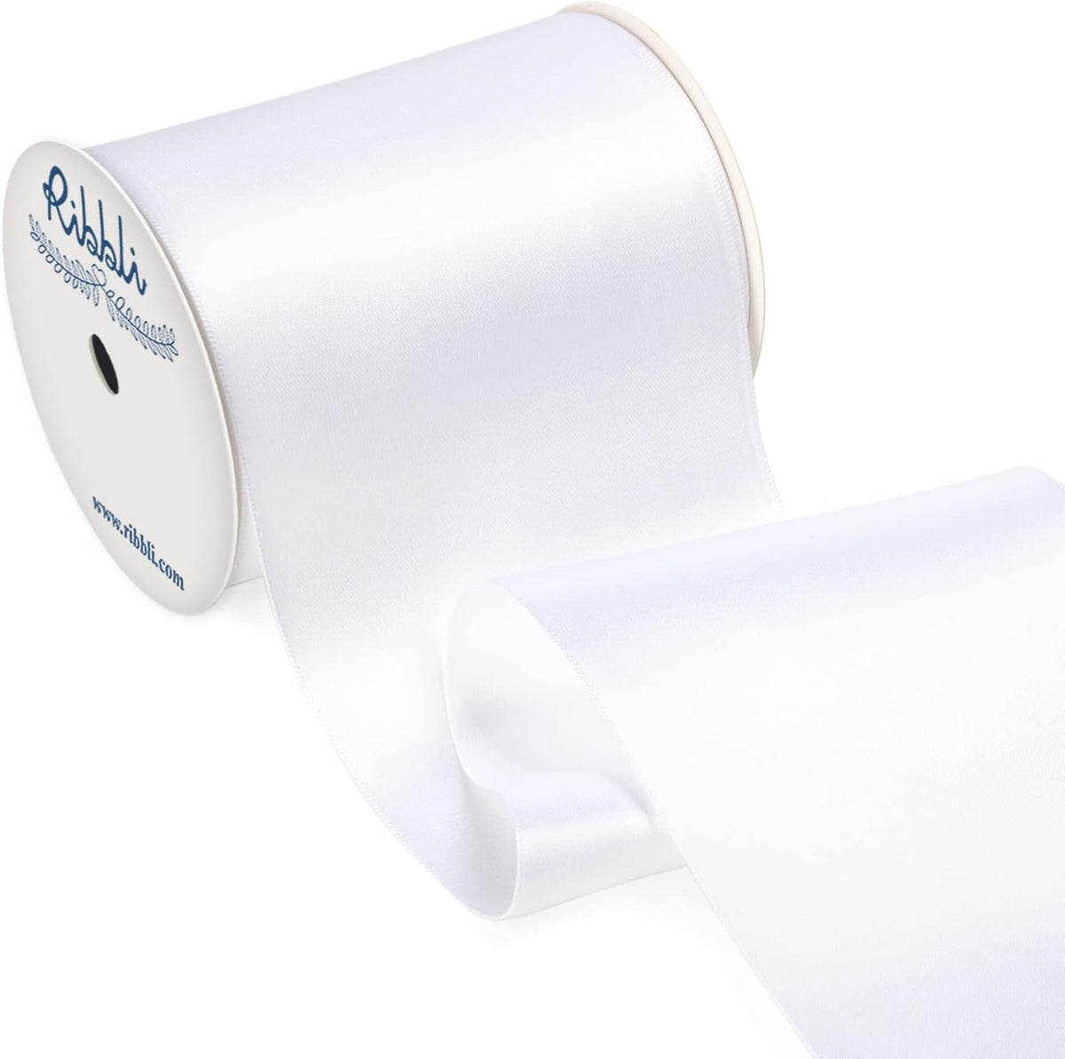 Ribbli White Satin Ribbon 4 Inch Wide White Ribbon for Wedding Chair Sash Grand Opening Ceremony