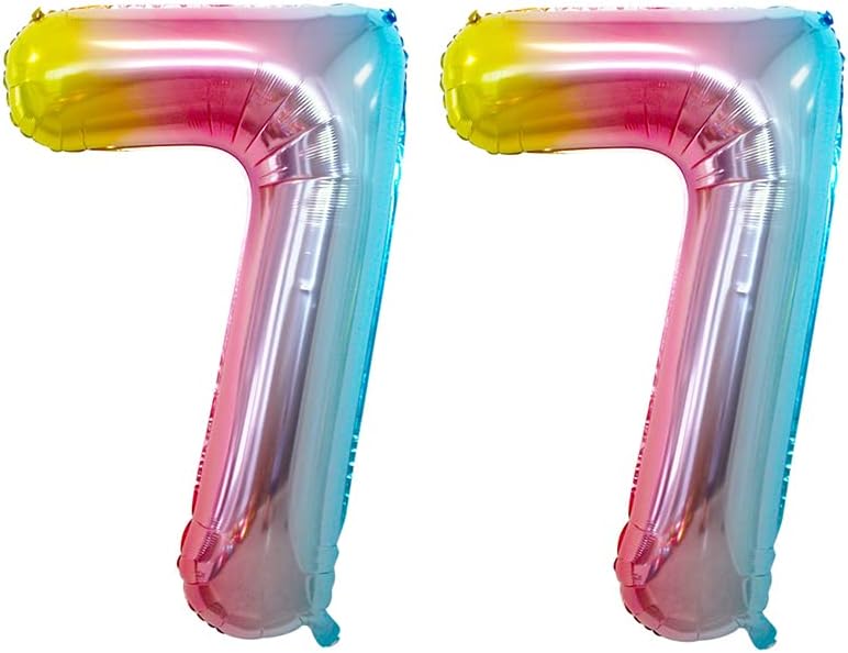 GOER Rainbow Foil Balloons Number 7,Huge Number Balloons for 7th Birthday Party Supplies