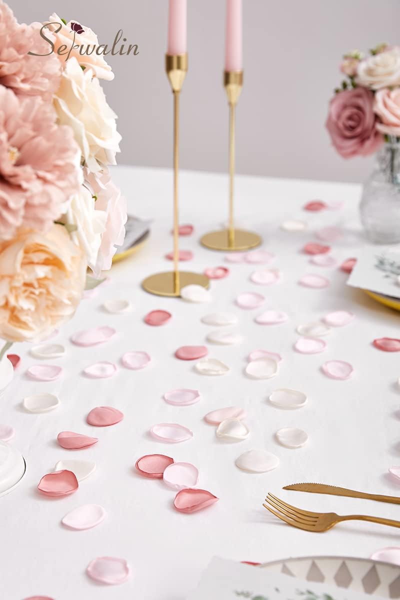 Serwalin 300Pcs Silk Rose Petals Flower Petals for Weddings Blush Pink Petals Fake Petals for