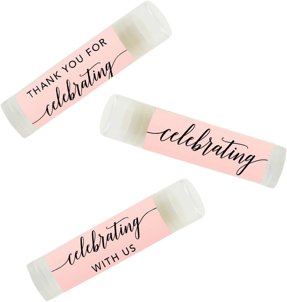 Andaz Press Blush Pink Rose Elegant Party, Lip Balm Chapstick Favors, Thank You For Celebrating