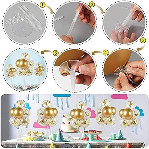 10 Sets Balloon Stand Kit, Reusable Clear Balloon Stands for Table, Balloon Centerpieces for Tables