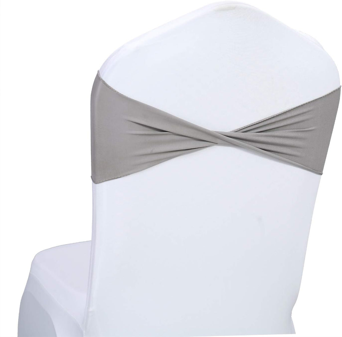 VDS Pack of 10 PCS | Silver Grey | Spandex Chair Sashes Bows Without Buckle | Stretch Elastic