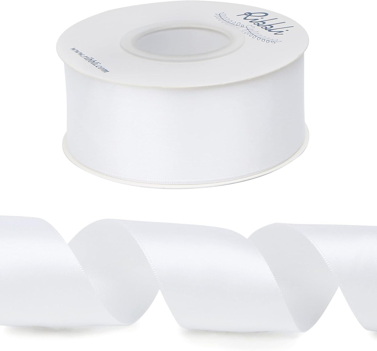 Ribbli White Double Faced Satin Ribbon,1-1/2” x Continuous 25 Yards,Use for Bows Bouquet,Gift