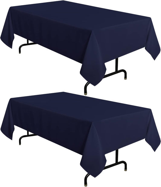 sancua 2 Pack Navy Tablecloth 54 x 78 Inch, Rectangle 4 Feet Table Cloth - Stain and Wrinkle