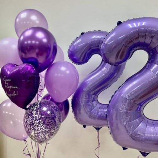 Giant Purple Number 2 Balloon Number 40 Inch, 2025 Number Balloons 2 Birthday Supplies, 2nd 12 22