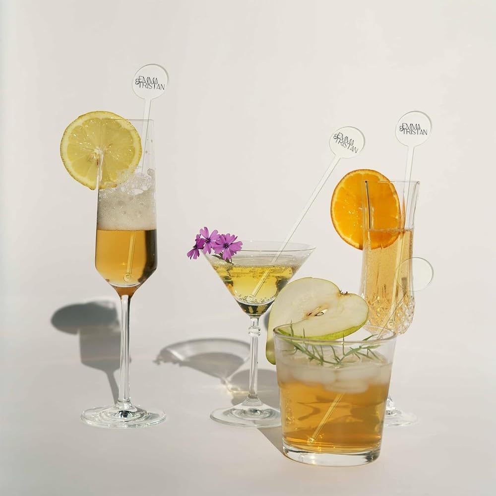 Personalized Wedding Drink Stirrers, Custom Anniversary Stir Swizzle Sticks, Cocktail Bar Last Name