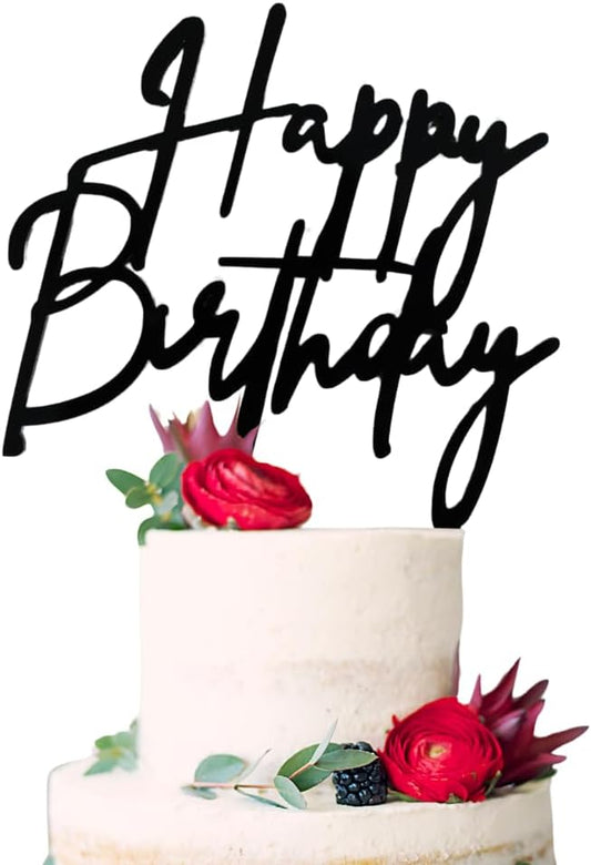 uraSigns Premium Acrylic Happy Birthday Cake Topper Gold, Mirror Finish, 6x6 Inches, 2.5mm Thick
