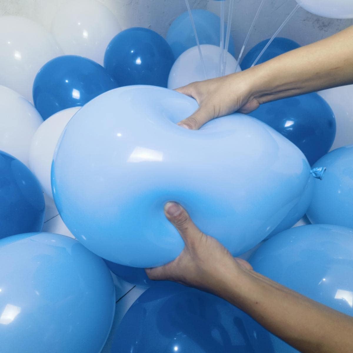 300 Pack Blue and White Balloons 100 of each of the 3 colors 12 inch White Blue Light Blue Latex