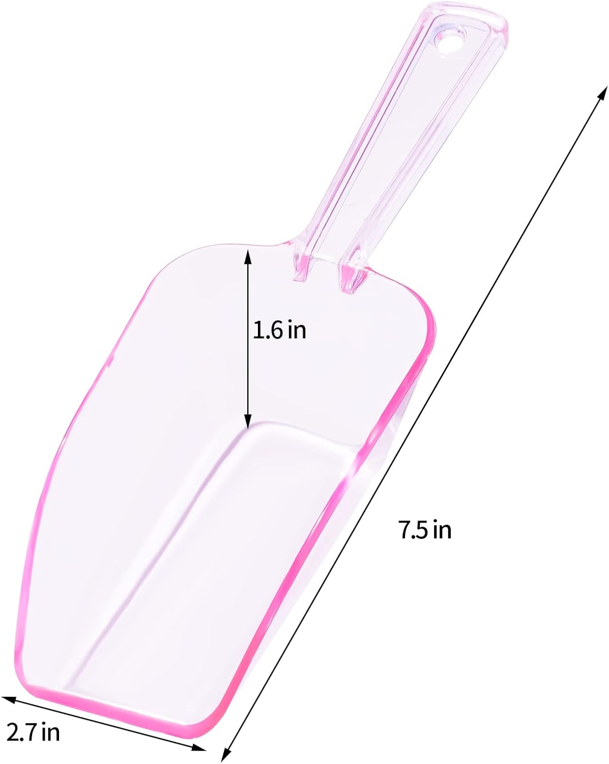 Ice Scoop for Freezer, Clear Pink Plastic Candy Buffet Scoopers, Acrylic Multi-purpose Kitchen