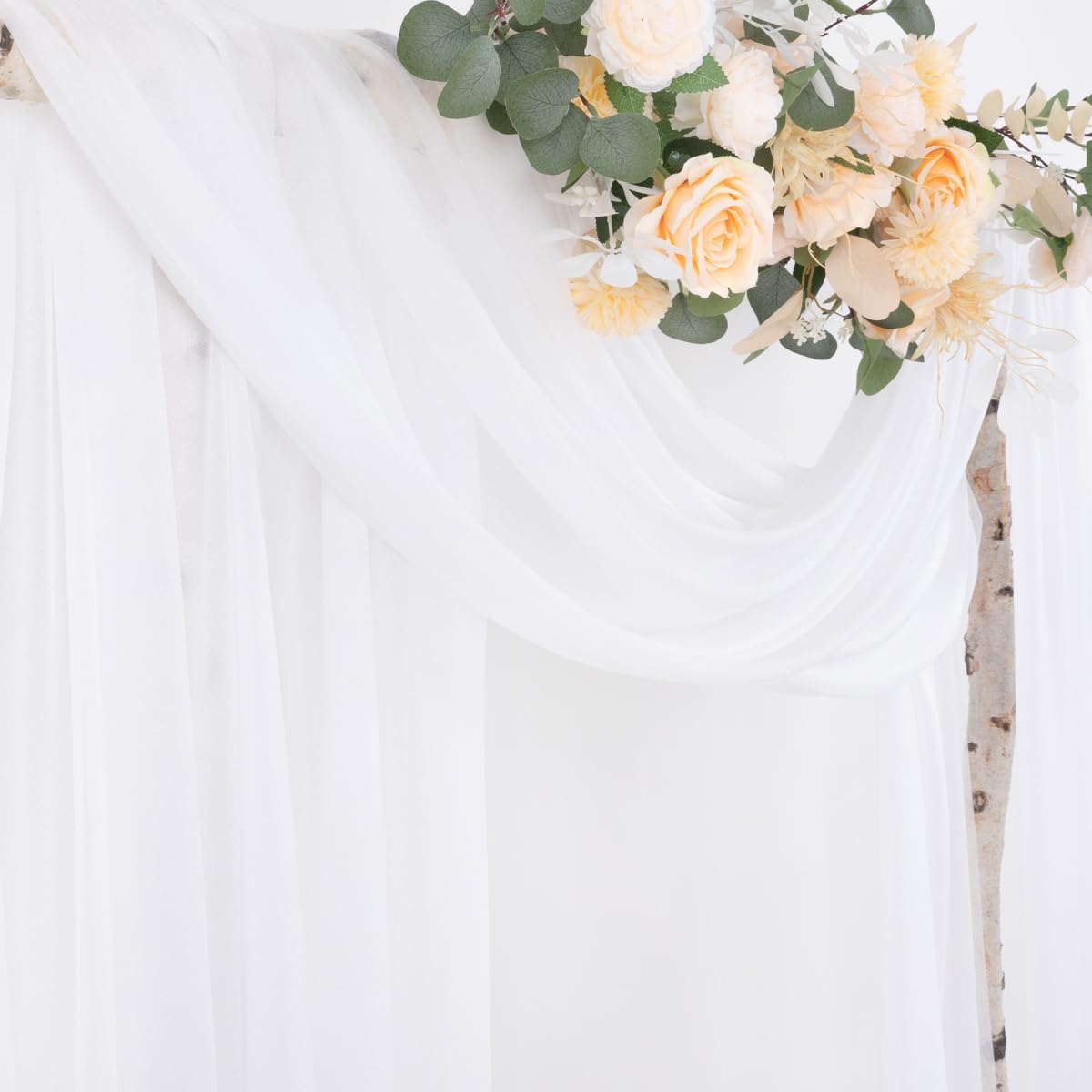 Socomi White Sheer Wedding Arch Draping Fabric 29" x 20Ft 1 Panel Outdoor Curtain Drapes Extra Long