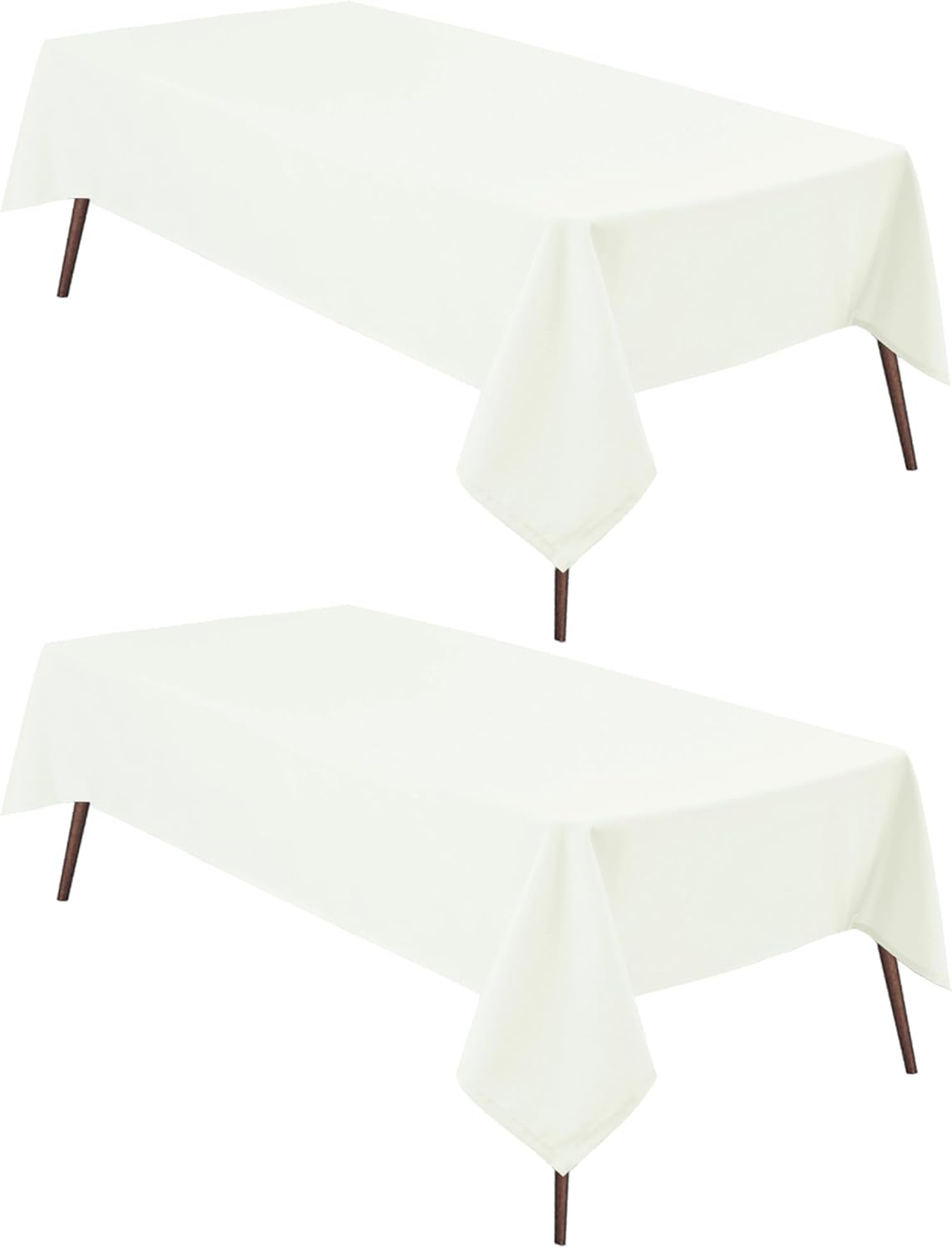 Hiasan 2 Pieces Ivory Tablecloth Rectangle - Waterproof and Spillproof Washable Fabric Table Cloth