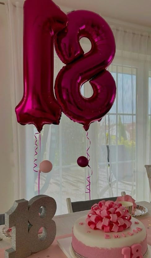 Hot Pink Foil Number 8 Balloon 40 Inch, Helium Mylar Eight Number 8 18 28 38 48 58 80 88 Birthday