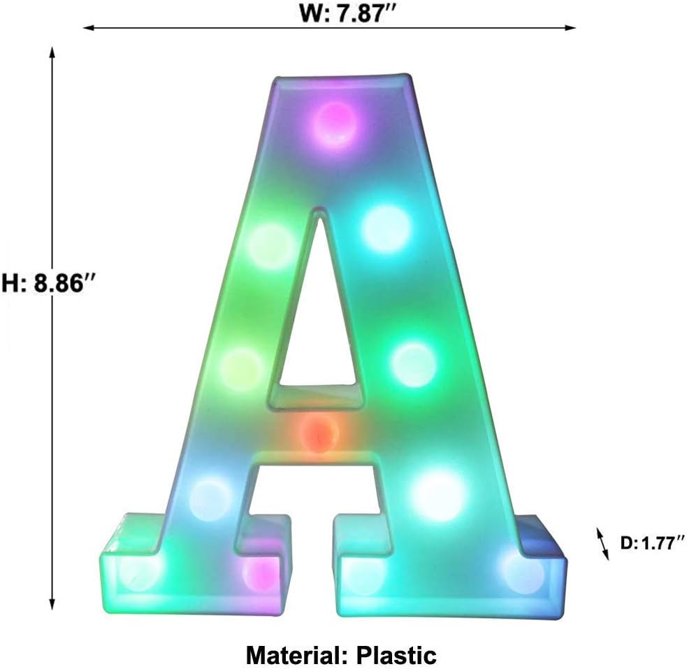 Pooqla Colorful LED marquee letter lights with Remote – light Up Signs – Party Bar Decorations for